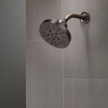 Click here to see Delta 52668-RB Delta H2Okinetic 5-Setting Raincan Round Shower Head, 1.75 GPM, Venetian Bronze - 52668-RB