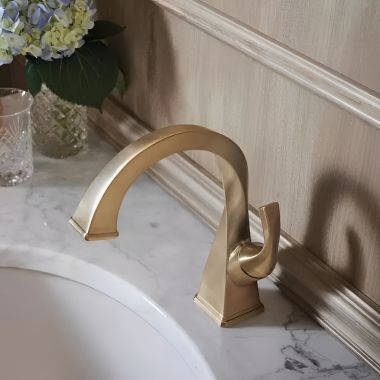Click here to see Brizo 65030LF-GL Brizo Virage One-Handle Deck-Mount Bathroom Faucet, Laminar Flow, Less Drain, Single-Hole, 1.5 GPM, Brilliance Luxe Gold - 65030LF-GL