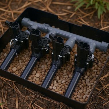 Click here to see Commodity   4-Valve Sprinkler Manifold Setup with Flow Control - Rain Bird 1