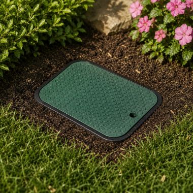 Click here to see Rainbird PVBSTD Rain Bird PVB Pro Standard Valve Box with Drop-in Green Lid, Black Body - PVBSTD (A12500)
