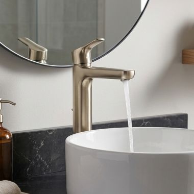 Click here to see TOTO BRASS TLG03305U#BN TOTO GS Single-Handle Vessel Lavatory Faucet, 1.2 GPM, WaterSense Certified, Brass Construction, ADA Compliant, Brushed Nickel - TLG03305U#BN