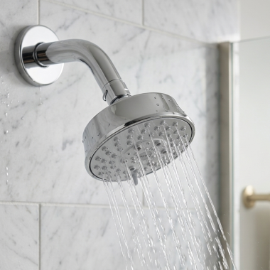 Click here to see TOTO BRASS TBW03001U4#CP TOTO Classic Round Shower Head w/ Rubber Nozzles, 5-Mode, 1.75 GPM, Polished Chrome - TBW03001U4#CP