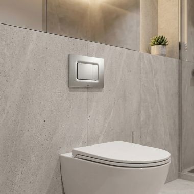 Click here to see TOTO USA INC YT920#MS TOTO Square Dual Button Push Plate for RP In-Wall Tank,  Matte Silver - YT920#MS