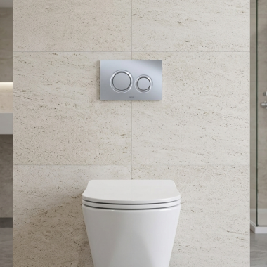 Click here to see TOTO USA INC YT930#MS TOTO Dual Button Round Push Plate for RP In-Wall Tank, Matte Silver - YT930#MS