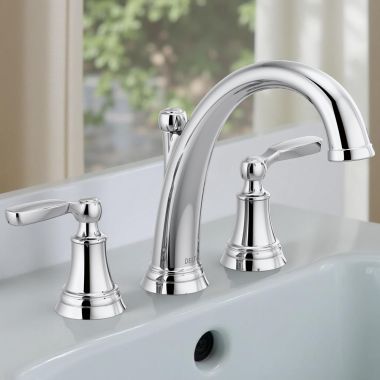 Click here to see Delta T2732 Delta Woodhurst Two-Handle Roman Tub Faucet Trim Only, Lever Handles, ADA-Compliant, Less Valve, Chrome - T2732