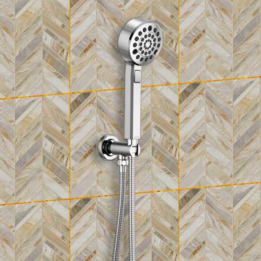 Click here to see Brizo 88898-PC Brizo Levoir Multi-Function Hand Shower, Wall-Mount, Round, H2Okinetic, 1.75 GPM, Polished Chrome - 88898-PC