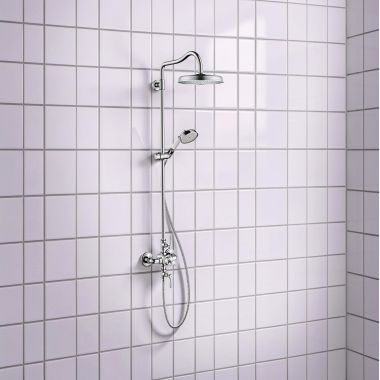 Click here to see  16574001 AXOR Montreux Showerpipe, SlideBar Shower Head And Hand Shower, WaterSense, 1.8 GPM, Chrome - 16574001