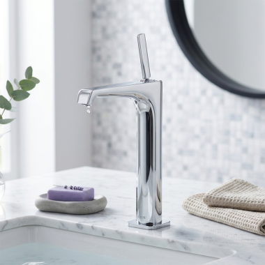 Click here to see  36104001 AXOR Citterio E Single-Hole Lavatory Faucet, EcoRight, Comfort Zone, ADA, WaterSense, Less Pop-Up, 1.2 GPM, Chrome - 36104001