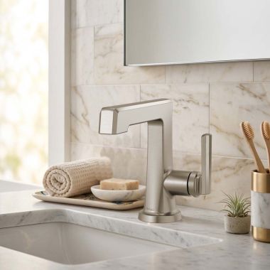 Click here to see Brizo 65098LF-NK Brizo Levoir Single-Handle Deck Mount Lavatory Faucet, 1.5 GPM, Brilliance Luxe Nickel - 65098LF-NK