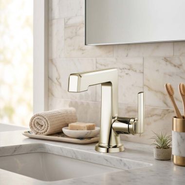 Click here to see Brizo 65098LF-PN-ECO Brizo Levoir Single-Handle Deck Mount Lavatory Faucet, 1.2 GPM, Brilliance Polished Nickel - 65098LF-PN-ECO