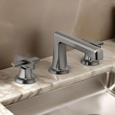 Click here to see Brizo 65397LF-SLLHP-ECO Brizo Levoir Two-Handle Widespread Lavatory Faucet, Less Handles, 1.2 GPM, Brilliance Luxe Steel - 65397LF-SLLHP-ECO