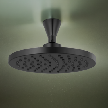 Click here to see Brizo 81398-BL-2.5 Brizo Essential 10” Raincan Shower Head, Single-Function, Full Spray, 2.5 GPM, Matte Black - 81398-BL-2.5
