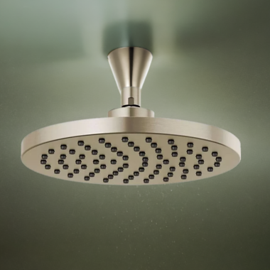 Click here to see Brizo 81398-BN-2.5 Brizo Essential 10” Raincan Shower Head, Single-Function, Full Spray, 2.5 GPM, Brilliance Brushed Nickel - 81398-BN-2.5