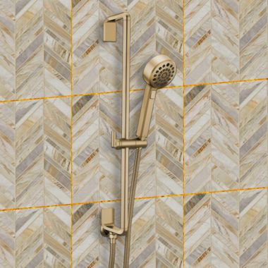 Click here to see Brizo 88798-GL Brizo Levoir Multi-Function Hand Shower with Slide Bar, H2Okinetic, 1.75 GPM, Brilliance Luxe Gold - 88798-GL