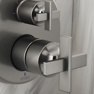 Click here to see Brizo HX75P98-SL Brizo Levoir Pressure Balance Valve with Integrated Diverter Trim Cross Handle Kit, Brilliance Luxe Steel - HX75P98-SL