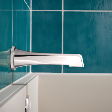 Click here to see Brizo RP92041PC Brizo Levoir Non-Diverter Tub Spout, Brass, Wall-Mounted, Polished Chrome - RP92041PC