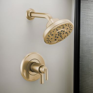Click here to see Brizo T60298-GL Brizo Levoir TempAssure Thermostatic Shower Faucet w/ Multi-Function Showerhead, 1.75 GPM, Brilliance Luxe Gold - T60298-GL