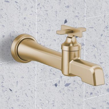 Click here to see Brizo T65798LF-GL Brizo Levoir Single-Handle Bathroom Faucet, Less Drain, Wall-Mount, WaterSense, 1.5 GPM, Brilliance Luxe Gold - T65798LF-GL