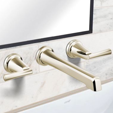 Click here to see Brizo T65898LF-PNLHP Brizo Levoir Two-Handle Bathroom Faucet, Less Handles and Drain, Wall-Mount, 1.5 GPM, Brilliance Polished Nickel - T65898LF-PNLHP
