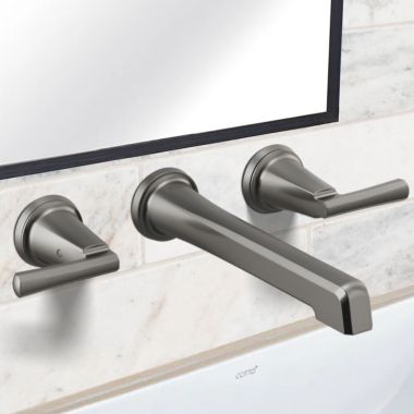 Click here to see Brizo T65898LF-SLLHP Brizo Levoir Two-Handle Wall-Mount Bathroom Faucet, Less Handles and Drain, 1.5 GPM, Brilliance Luxe Steel - T65898LF-SLLHP