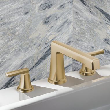 Click here to see Brizo T67398-GLLHP Brizo Levoir Two-Handle Deck-Mount Roman Tub Faucet Trim w/ Angular Spout, Less Handles, Brilliance Luxe Gold - T67398-GLLHP