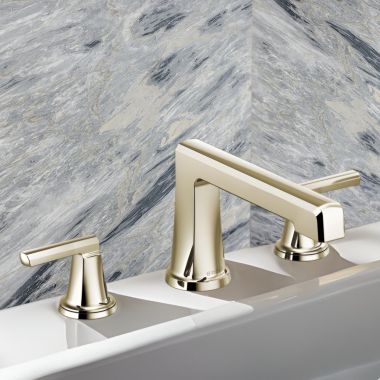 Click here to see Brizo T67398-PNLHP Brizo Levoir Two-Handle Deck-Mount Roman Tub Faucet Trim w/ Angular Spout, Less Handles, Brilliance Polished Nickel - T67398-PNLHP