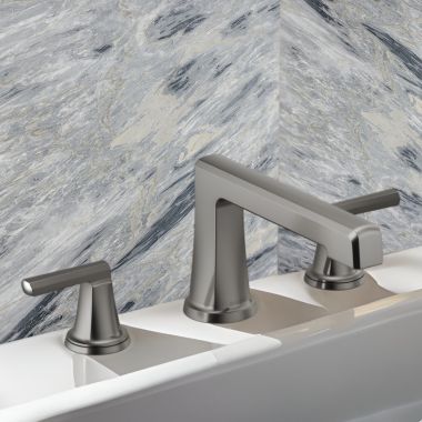Click here to see Brizo T67398-SLLHP Brizo Levoir Two-Handle Deck-Mount Roman Tub Faucet Trim w/ Angular Spout, Less Handles, Brilliance Luxe Steel - T67398-SLLHP