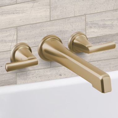 Click here to see Brizo T70498-GLLHP Brizo Levoir Two-Handle Wall Mount Tub Filler, Less Handles, 9.3 GPM, Brilliance Luxe Gold - T70498-GLLHP