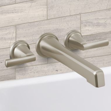 Click here to see Brizo T70498-NKLHP Brizo Levoir Two-Handle Wall Mount Tub Filler, Less Handles, 9.3 GPM, Brilliance Luxe Nickel - T70498-NKLHP