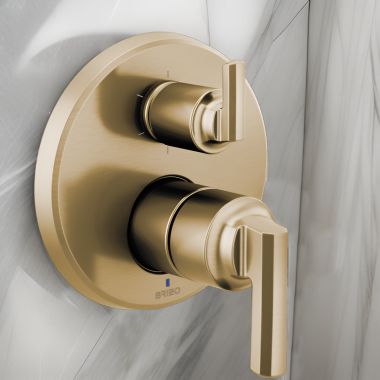 Click here to see Brizo T75P698-GLLHP Brizo Levoir Pressure Balance Valve Trim w/ Integrated 6-Function Diverter, Less Handles, Brilliance Luxe Gold - T75P698-GLLHP