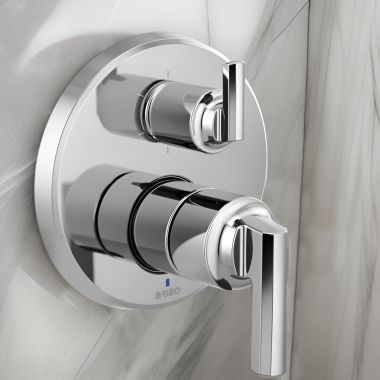 Click here to see Brizo T75P698-PCLHP Brizo Levoir Pressure Balance Valve Trim w/ Integrated 6-Function Diverter, Less Handles, Polished Chrome - T75P698-PCLHP