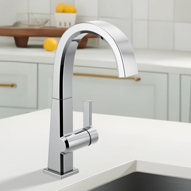 Click here to see Delta 1993LF Delta Pivotal Single Handle Bar Faucet, Deck Mount, ADA-Compliant, 1.5 GPM, Chrome - 1993LF