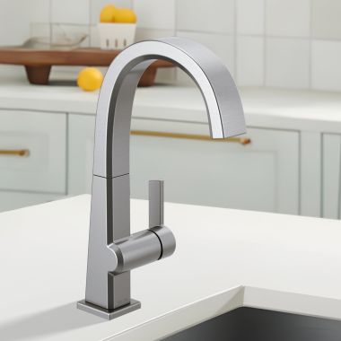 Click here to see Delta 1993LF-AR Delta Pivotal Single Handle Bar Faucet, Deck Mount, ADA-Compliant, 1.5 GPM, Arctic Stainless - 1993LF-AR