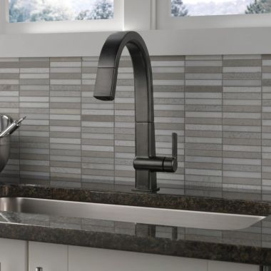 Click here to see Delta 9193-KS-DST Delta Pivotal Single-Handle Pull-Down Kitchen Faucet, Black Stainless - 9193-KS-DST