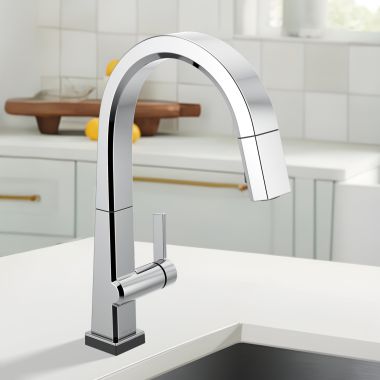 Click here to see Delta 9193T-DST Delta Pivotal Pull-Down Kitchen Faucet With Touch2O, Diamond Seal, ManagTite, ADA, 1.8 GPM, Chrome - 9193T-DST