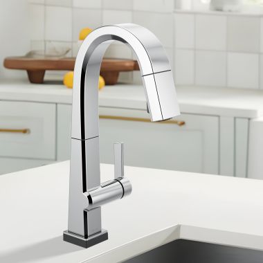 Click here to see Delta 9993T-DST Delta Pivotal Pull-Down Bar/Prep Faucet With Touch2O, Single Handle, MagnaTite, Diamond Seal. ADA, 1.8 GPM, Chrome - 9993T-DST