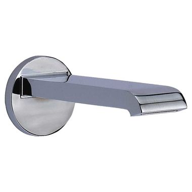 Click here to see Delta RP48023 Delta Mandolin 6-3/4in Chrome Non-Diverter Tub Spout with Flange, Wall-Mount, Single-Hole Installation, Brass Construction - RP48023