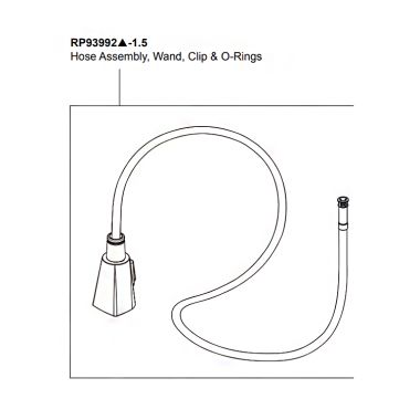 Click here to see Peerless RP93992SS-1.5 Peerless Xander Series Stainless Steel Wand Assembly with Hose, Clip, and O-rings, 1.5 GPM - RP93992SS-1.5