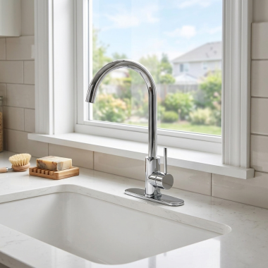 Click here to see Transolid T3510-PC Transolid Cameron Single Handle Kitchen Faucet, 1.8 GPM, Polished Chrome - T3510-PC 