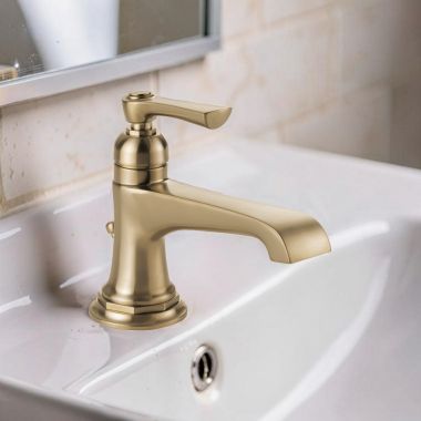 Click here to see Brizo 65060LF-GL-ECO Brizo Rook Single-Handle Bathroom Faucet with Metal Pop-Up, 1.2 GPM, Single-Hole, Ceramic Cartridge, Brilliance Luxe Gold - 65060LF-GL-ECO