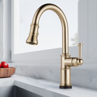 Click here to see Brizo 64025LF-GL Brizo Artesso Single-Handle Pull-Down Kitchen Faucet w/ 2-Function Sprayer, SmartTouch, MagneDock, 1.8 GPM, Brilliance Luxe Gold - 64025LF-GL