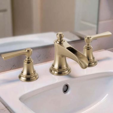 Click here to see Brizo 65361LF-GLLHP Brizo Rook Two-Handle Widespread Bathroom Faucet With Channel Spout, 1.5 GPM, Less Handles, Brilliance Luxe Gold - 65361LF-GLLHP