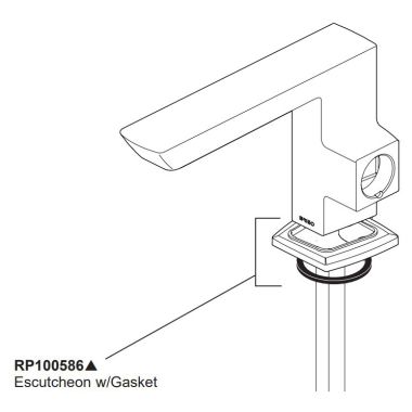 Click here to see Brizo RP100586NK Brizo RP100586NK Vettis 65088LF-NK Lavatory Spout Escutcheon - Luxe Nickel