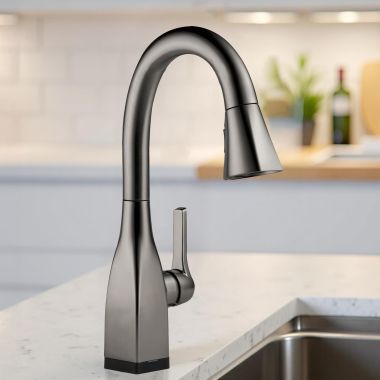 Click here to see Delta 9983T-KS-DST Delta Mateo Pull-Down Bar/Prep Faucet With Touch2O, Single Handle, DIAMOND Seal, MagnaTite, ADA, 1.8 GPM - Black Stainless - 9983T-KS-DST