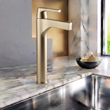 Click here to see  774-CZ-DST Delta Zura Champagne Bronze Vessel Lavatory Faucet, Less Drain, 1.2 GPM, Single-Handle, DIAMOND Seal, Lever Handle - 774-CZ-DST