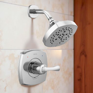 Click here to see Delta T14276 Delta Stryke Monitor 14 Series Shower Faucet with 5-Setting Showerhead, Lever Handle, H2Okinetic, 1.75 GPM, Chrome - T14276
