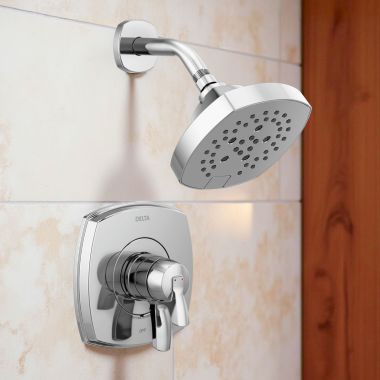 Click here to see Delta T17276 Delta Stryke Monitor 17 Series 5-Setting Shower Faucet with Volume Control, Two Handles, H2Okinetic, 1.75 GPM, Chrome - T17276