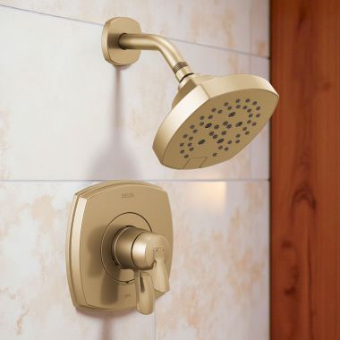 Click here to see Delta T17276-CZ Delta Stryke Monitor 17 Series 5-Setting Shower Faucet with Volume Control, Two Handles, H2Okinetic, 1.75 GPM, Champagne Bronze - T17276-CZ