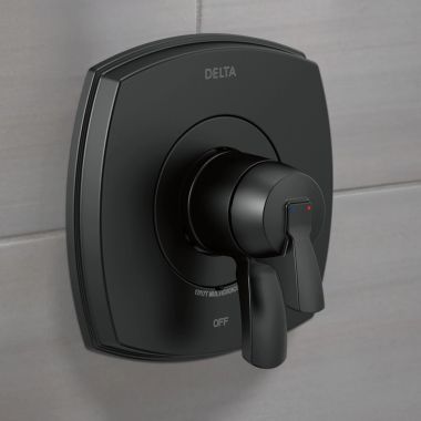 Click here to see Delta T17076-BL Delta Stryke Monitor 17 Series Two-Handle Valve Trim, Lever Handles, Matte Black - T17076-BL
