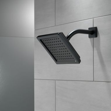 Click here to see Delta 52283-BL Delta Universal Showering Single-Setting Raincan Shower Head, 1.75 GPM, Matte Black - 52283-BL